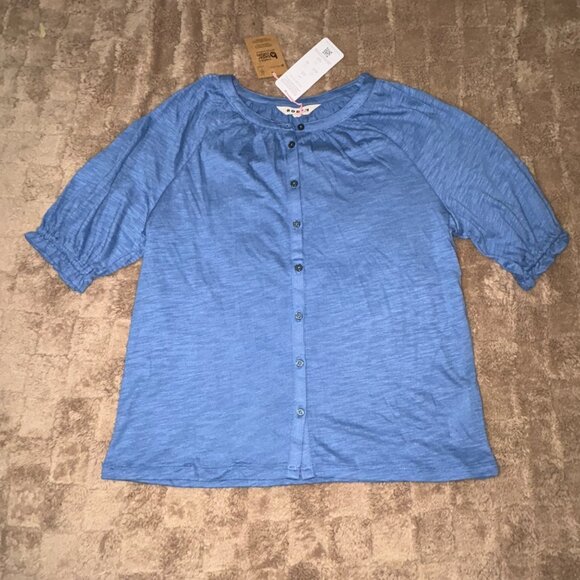 NWT New Boden Womens Blue Slub Cotton Tencel Modal Bonnie Blouse Relaxed Top 6 - Picture 12 of 12